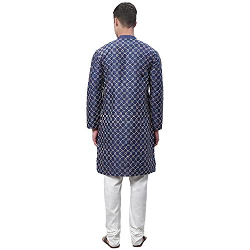 Image of SOJANYA (Since 1958 Men's Silk Blend Kurta Pyjama Set | Multi Embroidered Traditional Ethnic Wear for Navratri, Garba, Puja & Wedding