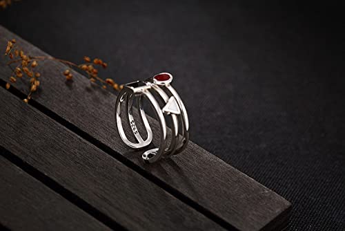 Bague ajustée anti-serrage anneau réglable en argent rétro pour dames - 4