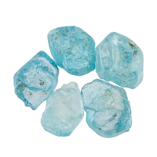CRYSTALINES 5pcs Natural Raw Blue Zircon...