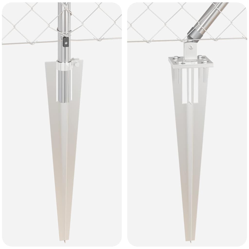 Set di pali per recinzione, 6 m, in acciaio zincato, colore argento