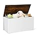 Costzon Kids Toy Box Storage Chest, Wooden Children Storage Bench Ottoman Trunk w/Flip-top Lid, 35.5â€ Wide Toddler Cabinet Organizer w/Pneumatic Rod for Kids Play Room Nursery (Rustic Brown + White)