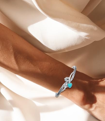 Genuine Turquoise Bracelet Cuff Bracelet for Women Mom 925 Sterling Silver Natural Turquoise Bangles Vintage Bracelet Boho Jewelry for Birthday Christmas Mother's Day Valentine's Day3