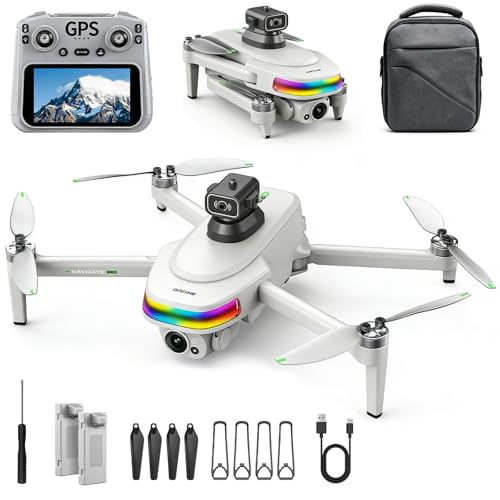 GPS Drone with 4K Camera,5.5″HD Touchscreen Remote,Brushless Motor,30-Minute Flight,5x Digital Zoom,Optical Flow Stabilization,Smart Obstacle Avoidance,One-Key Return,Foldable RC Drone for Adults& Beginners-Under260gP31