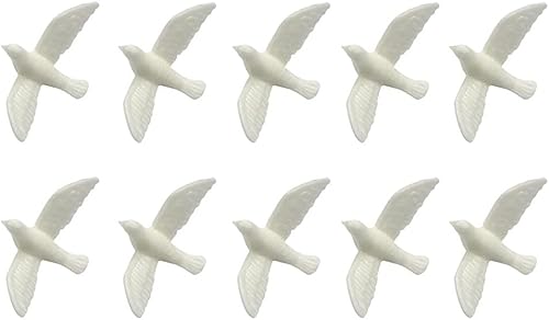 10 piezas de mini figura de paloma para casa de muñecas, estatua en miniatura de animales, escultura de paloma blanca artificial, decoración de