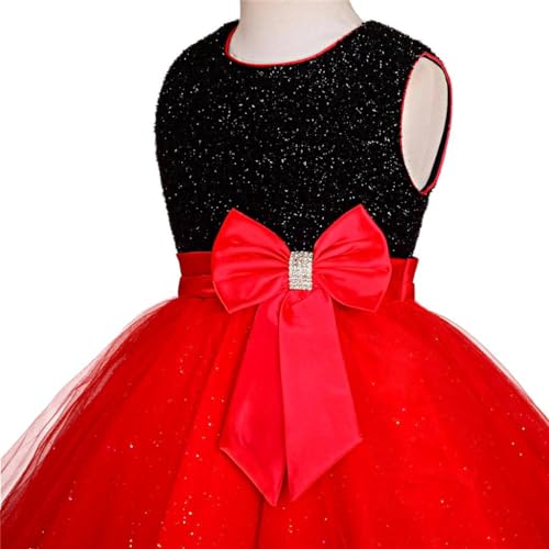 Dressy Daisy Girls Shimmery Special Occasion Dresses Wedding Flower Girl Pageant Gown Party Dress, Black Red3