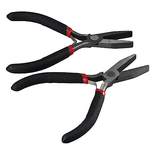 2 個 5 インチ黒フラットノーズプライヤーワイヤーラッピング曲げジュエリー作成用品修復ツール用スムーズジョープライヤー