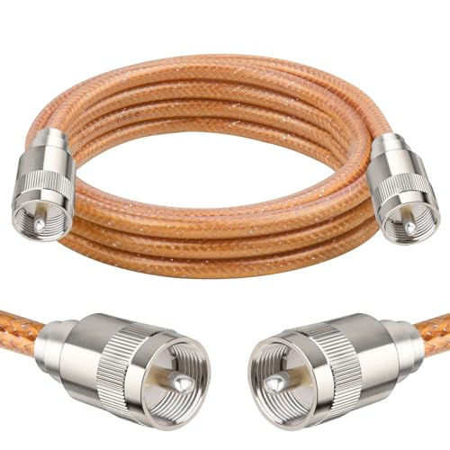 XRDS -RF 6FT RG8X Coaxial Cable with UHF Male PL259 Connectors, Solid Copper Core, Braided Shield, CB Cable for Ham Radio, HF Radio, and Communication Devices