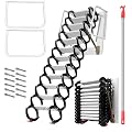 Attic Ladder Pull Down System,10FT Heavy-Duty Al-Mg Alloy Collapsible Scissor Attic Stairs, 12-Step 1102lbs Wall Mounted Attic Ladders,Easy Install for Home Storage Attic Garage Basement(27.5x23.2in)