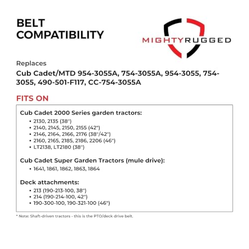 Image of MightyRugged 954-3055A, 754-3055A PTO Belt for Cub Cadet 2000 Series