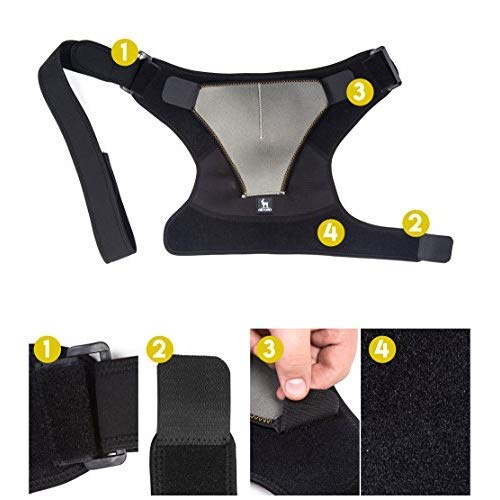 Image of TIMA Shoulder Support Belt for Men and Women | Shoulder Pain Relief Products | Adjustable Shoulder Belt for Men | Comfortable Shoulder Support for Women (Black)