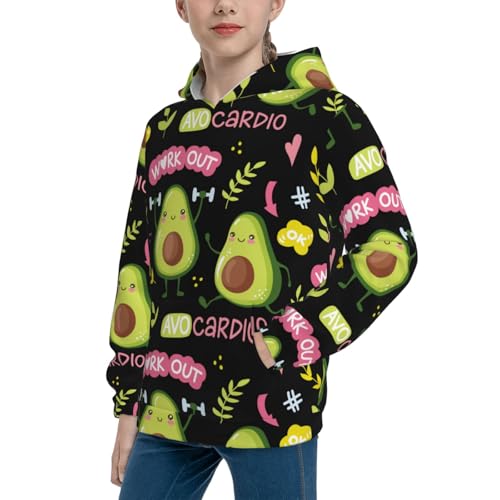 Avocado Work Out Kid Hoodies Boys Sweatshirts Girls Pullover with Pocket2