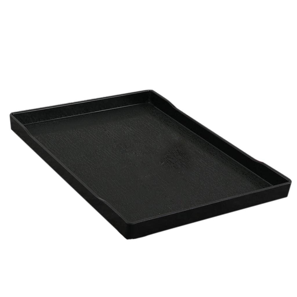 misppro Bandeja grande de plástico rectangular para alimentos, bandeja de mayordomo, bandeja de desayuno (negro, 14 x 10 pulgadas)