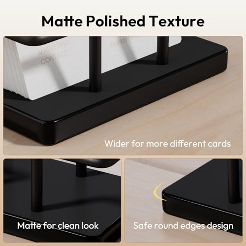 Image of NIUBEE Acrylic Business Card Holder: Metal Business Card Display Stand for Desk - Frosted Gift Card Organizer for Office, Reception, Desktop (Black) - 2pack
