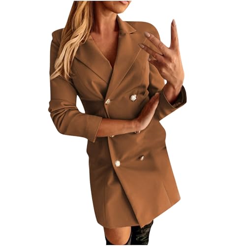 Blazer Dress for Women Long Sleeve Lapel Collar Double Breasted Business Suit Elegant Slim Fit Work Office Outfits