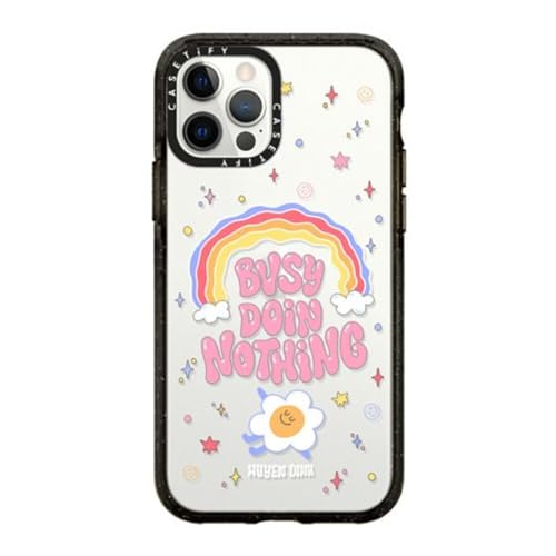 Coque iPhone 12 antichoc CASETiFY transparente à motif artistique noir