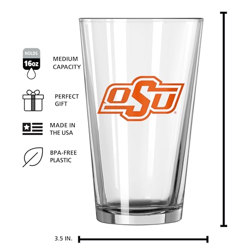 Image of Logo Brands NCAA 16 oz Pint Glass - Durable Glass With Bold Team Color- Chip-Resistant Rim Drinkware For Fans, Tailgates, Home Bars & Everyday Use