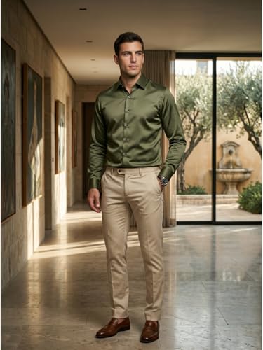 Image of DEELMO Men's Stylish Solid Satin Casual Shirt for Men Full Sleeves| Poly Satin Silk Shirt