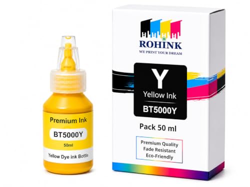 Image of ROHINK Premium Compatible Dye Ink Bottles for Brother Printers, T220, T300, T310, T420, T500, T520, T820, T920, T510, T910, T710, T4500W, T800W, T710W - Printer (Brother BTD 5000 Yellow Pack 1)