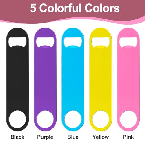 WEGAZ-5 Pack 7 Inches Large Colorful Beer Bottle Openers,Stainless Steel 