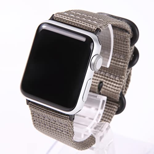 Airself Apple Watch 対応ベルト コンパチブル 時計バンド NATOベルト アップルウォッチ交換ストラップ iWatch 38mm 40mm 41mm 42mm 44mm 45mm Watch Series 6/SE/5/4/3/2/1に対応 (38mm/40mm/41mm, グレー(黒バックル))