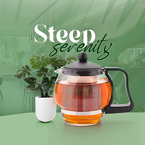 Jojeys 1 Pack Tea Strainer with Lid & Foldable Handles, 304 Fine Mesh Tea Infuser for Loose Tea - Easy to Clean & Durable Stainless Steel Tea Filter Set for Teapot, Green Tea & More