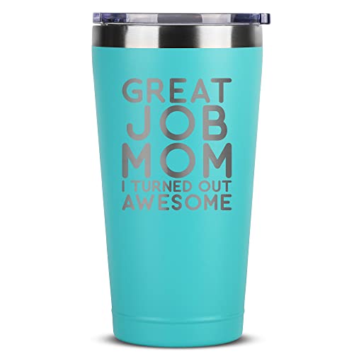 Gifts For Mom - Great Job Mom - 16 Oz Mint Mom Tumbler - Best Mom Ever Gifts - Funny Mothers Day Birthday Gifts For Mom From Son Daughter - Unique Mom Gifts #TOP25