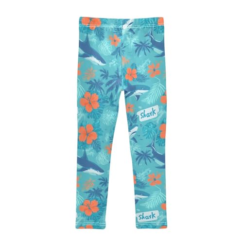 Blue Shark Flower Girls Leggings Soft Stretch Workout Yoga Dance Pants for Kids Casual Tights2