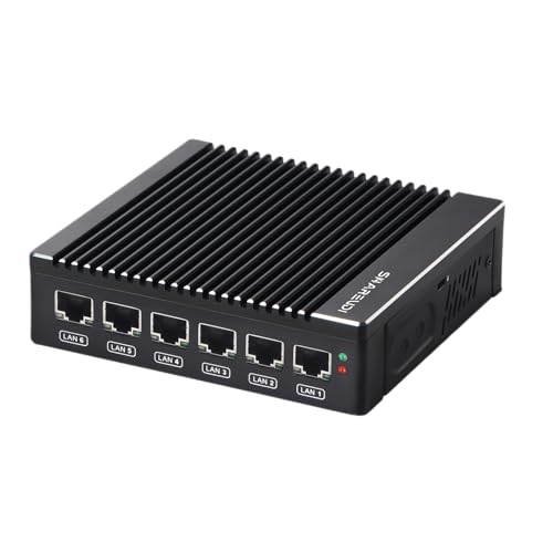 Sharevdi Micro Firewall Appliance, Fanless Mini PC Intel N3700 4Cores/4Threads, 6X Intel 2.5 GbE i226-V LAN, AES-NI, DDR3 8GB SSD 128GB Router Network Security USB3.0/VGA/HD/Wi-Fi