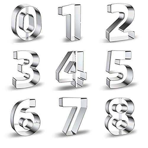 5 cm Keksausstecher Zahlen, 9 Artikel Ausstechformen Zahlen Backform 0-9 Nummern Groß Edelstahl, Zahlenförmige Backwerkzeuge Für Die Zubereitung Von Plätzchen, Keksen Und Teig Zu Hause