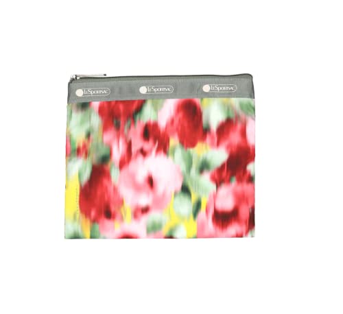 LeSportsac Chasing Flowers Deluxe Everyday Crossbody Bag + Cosmetic Bag, Style 7507/Color E546, Vibrant Tropical Soft Focus Flowers, Bokeh Style Art In Motion, Raspberry, Avocado & Sunny Yellow Blooms2