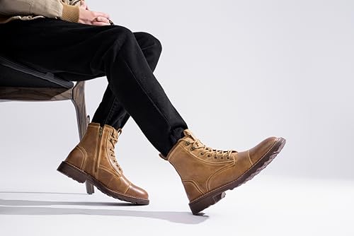 Image of Vostey Mens Boots Motorcycle Casual Boots for Men Zipper Fashion Chukka Boots Mens