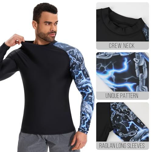 MISS MOLY Men's Long Sleeve UPF 50+ Rash Guard Skins Compression Shirt UV Sun Protection Athletic Workout Rashguard4