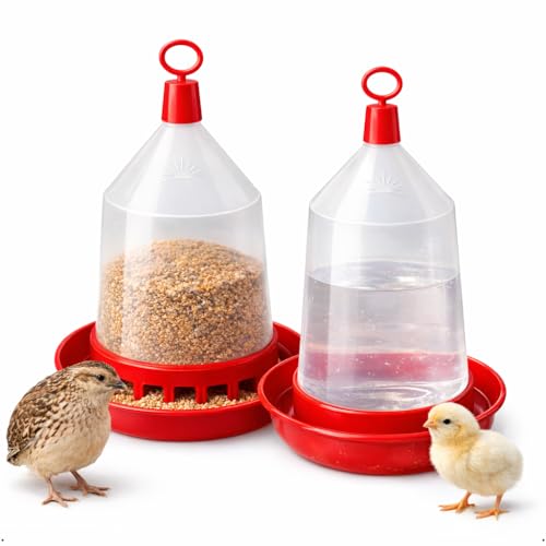 Kit Comedouro e Bebedouro Automático 800ml para Codorna e Pintinho | Resina Plástica Resistente para Aves | Alimentador e Bebedouro 2 em 1