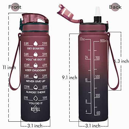Image of Enerbone 32 oz Water Bottle, Leakproof BPA & Toxic Free, Motivational Water Bottle with Times to Drink and Straw, Fitness Sports Water Bottle with Strap for Office, Gym, Outdoor Sports