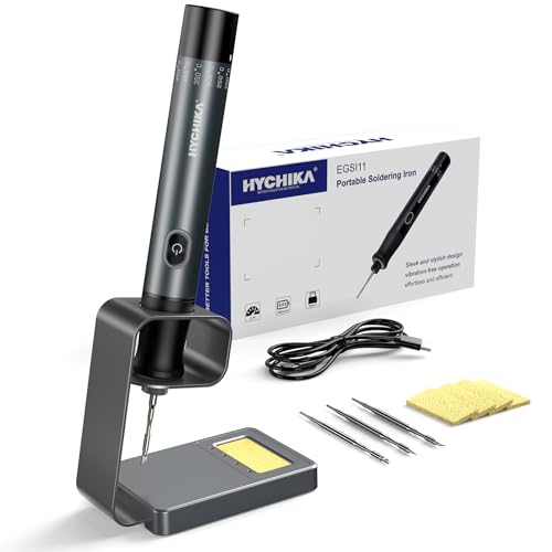 HYCHIKA Fer a Souder sans Fil, Fer a Souder avec Batterie 2600mAh, Chauffage Rapide en 7 Secondes (200 ℃ - 450 ℃), Veille/Arrêt Auto, avec Support, pour Réparation Électronique, Soudage, Bricolage