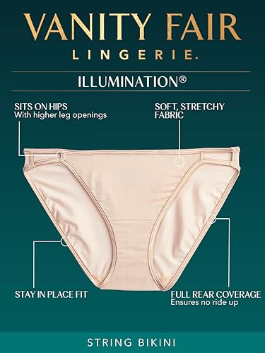 Image of Vanity Fair Women's Illumination String Bikini Panties, Silky Stretch & Satin Trim