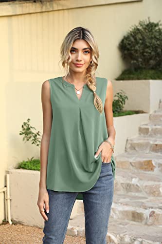 Bettysays Women's Summer Sleeveless V Neck Casual Tank Tops Chiffon Blouse Office Work Shirts