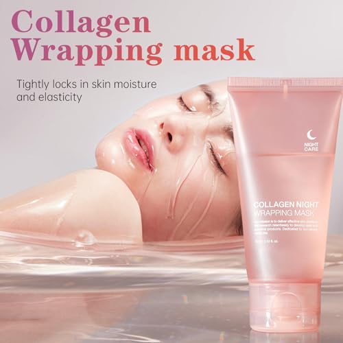 Image of Collagen Night Mask Overnight Peel-Off (Korean Skincare) | Hydration & Elasticity Care for Glowing Skin| Overnight Collagen Face Mask | Peel-Off Wrapping Mask for Firming, Hydration & Radiant Skin
