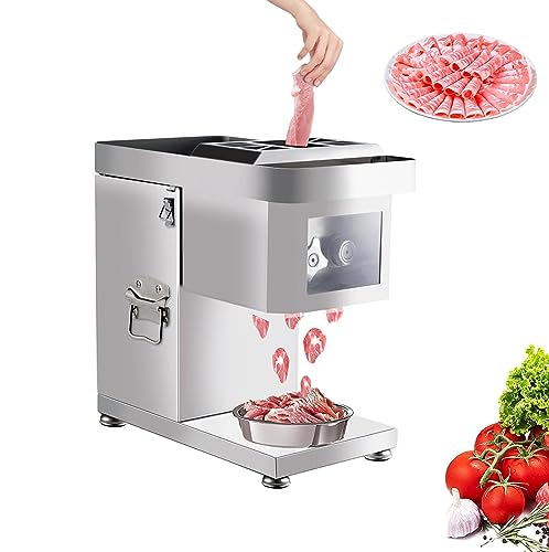 Affettatrice elettrica per carne, 5 mm, in acciaio inox, per alimenti, facile da pulire, ideale per carne surgelata, salumi, formaggi, basso rumore, uso commerciale e domestico
