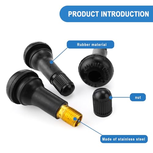 0XBIT Autoventil, 30 Stücke Reifenventil, Universelles Schlauchlos Reifenventi, Gute Abdichtung und Haltbarkeit, Ventil Autoreifen für Motorräder, Autos, Fahrräder (Schwarz)