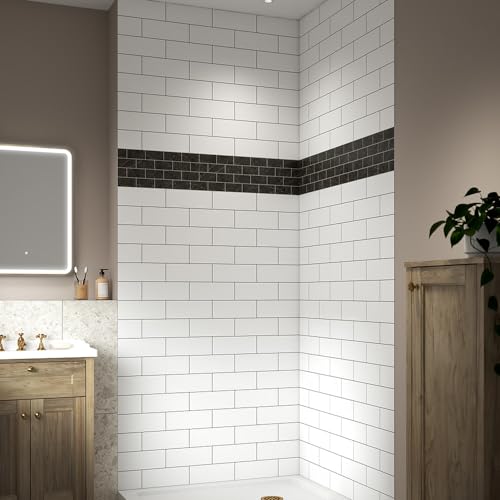 Miseno MSW-424296FLEX ReadySet 42" x 42" x 96" FLEX 6 Panel Alcove Shower Wall Kit - White Subway - Thumbnail 2