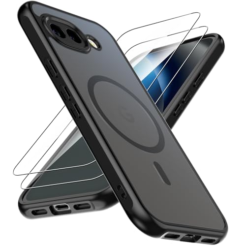 Natbok Magnética Funda para Google Pixel 10a 5G, Funda Pixel 10a Compatible con MagSafe con 2 Protector de Pantalla, Carcasa Translúcida Mate Trasera Fina Antigolpes para Google 10a