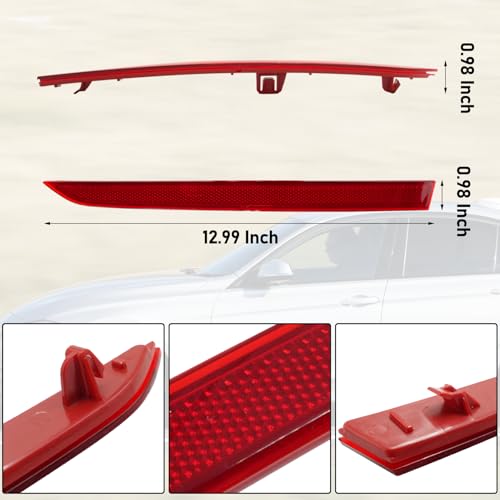 Jaronx Compatible with BMW Rear Bumper Reflector for 3 Series F30/F31 M Sport 2013-2018, Left & Right Rear Bumper Red Marker Lights Lens Trim, Tail Reflector Light Replacement for BMW 63147847165