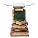 Design Toscano Stacked Volumes Vintage Book Decor End Table with Glass Top, 18 Inches Diameter, 20 Inches Tall, Handcast Polyresin, Rustic Multicolored Painted Finish