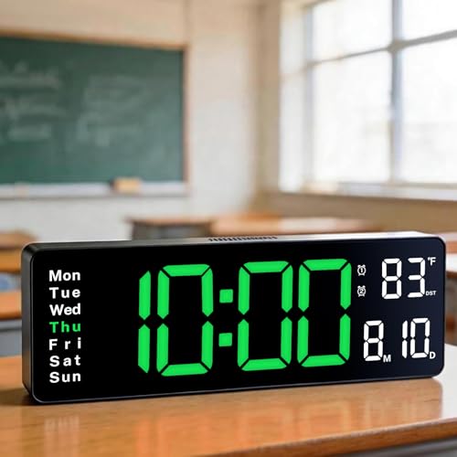 Image of Digital Wall Clocks,16 inch Large Display LED Digital Clock with Remote Control,LED Wall Clock with 8 RGB Color Night Light,Alarm,Date,Week,Temp,DST for Living Room & Office