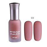 Indexu 1 Bottle 12ml Satin Frosted Nail Polish Candy Color Long Lasting Nail Art Polish For Teen Girls Women 03 Yellowish Pink