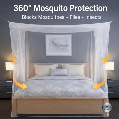 Image of Yuvraz Mosquito Net for Bed | Foldable & Breathable Bed Net with Strong Mesh | All-Round Protection from Mosquitoes, Flies & Insects Ideal for Double /Single Bed (Olive Green, 4 * 6.5 ft)