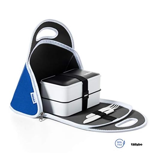 Tallybo Lunch Bag | Fiambrera Térmica | Bolsa Térmica Porta Alimentos Para Llevar Comida con Lunch Box 3 Compartimientos, Cubiertos, Accesorios Incluidos | Bolsa Comida Trabajo | Bento Box