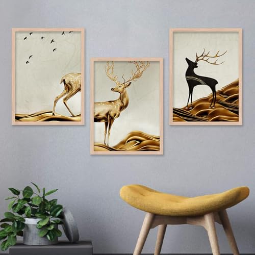 Image of kotart Painting for Wall Decoration - Modern Art Wall Decor Framed Painting for Living Room Bedroom - Framed Wall Posters /Paintings with Frame Set of 3-D (Art 3, 13x17 inch)