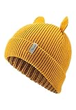 Sterntaler Strickmütze mit Umschlag - GOTS Unisex Beanie aus Baumwolle (Bio) - Übergangsmütze mit kleinen, angesetzten Öhrchen - Kinder Mütze mit Rippstrickmuster - vanille, 51